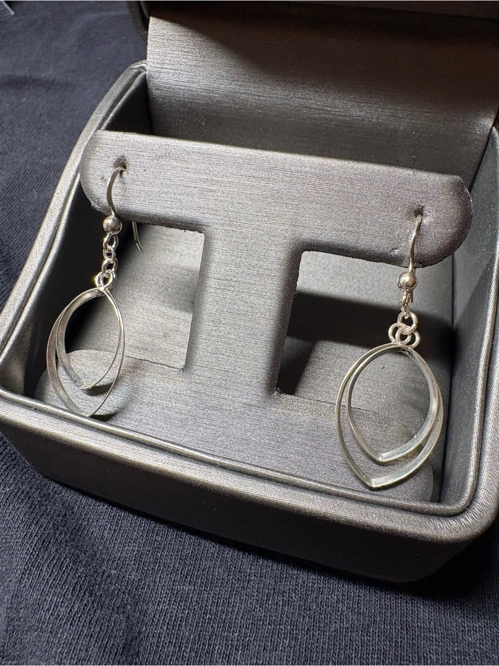 Sterling Silver Double Teardrop Dangle Earrings - Silver